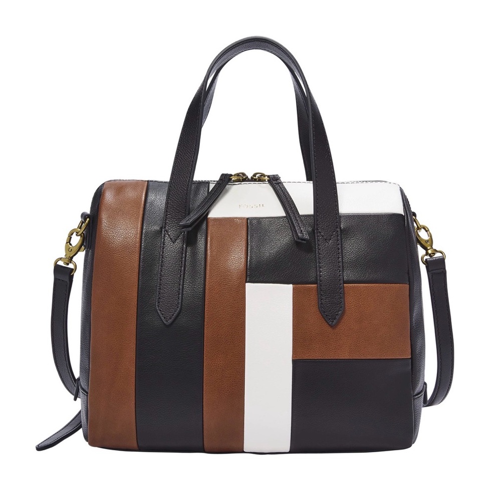 23. Fossil Sydney Leather Satchel in Neutral Multi - NWOT